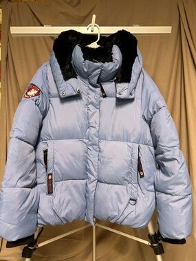 Canada weather gear Light Blue Quilted Puffer jacket with detachable Hood